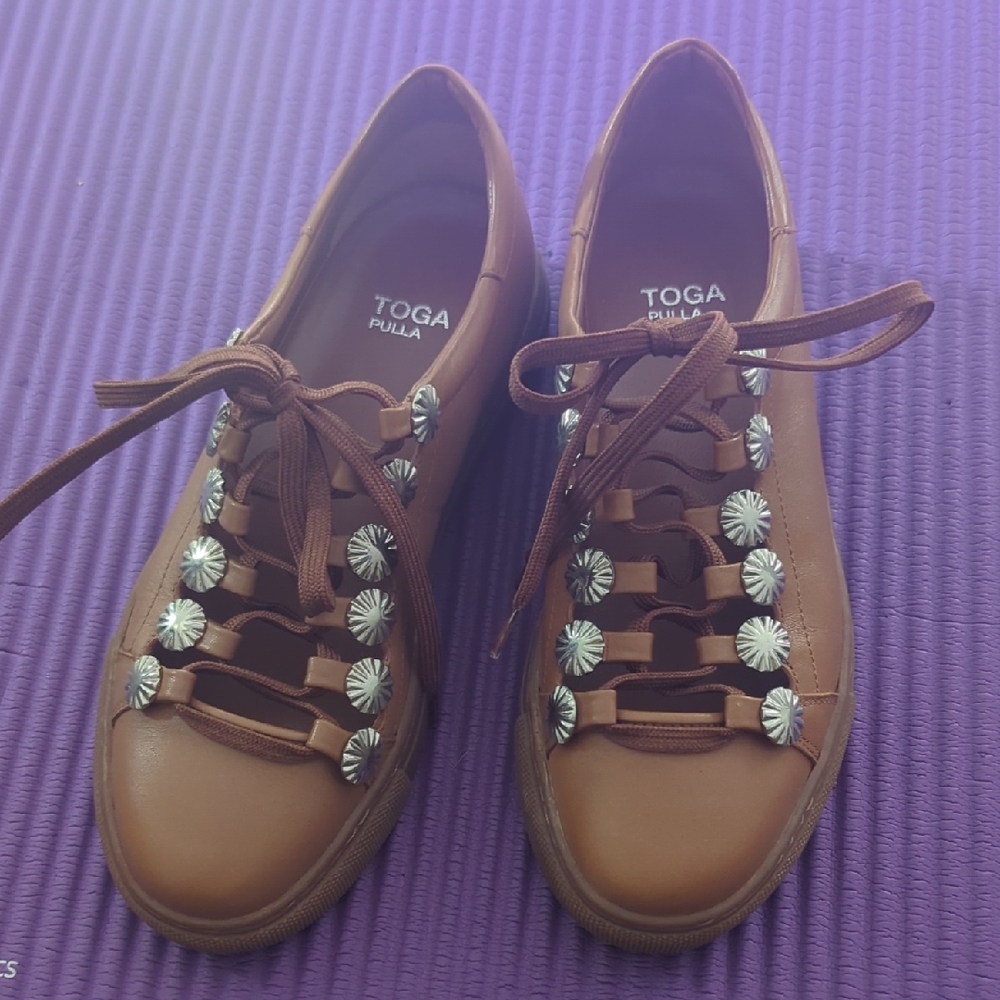 TOGA Pulla Brown Sneakers with Silver Accents